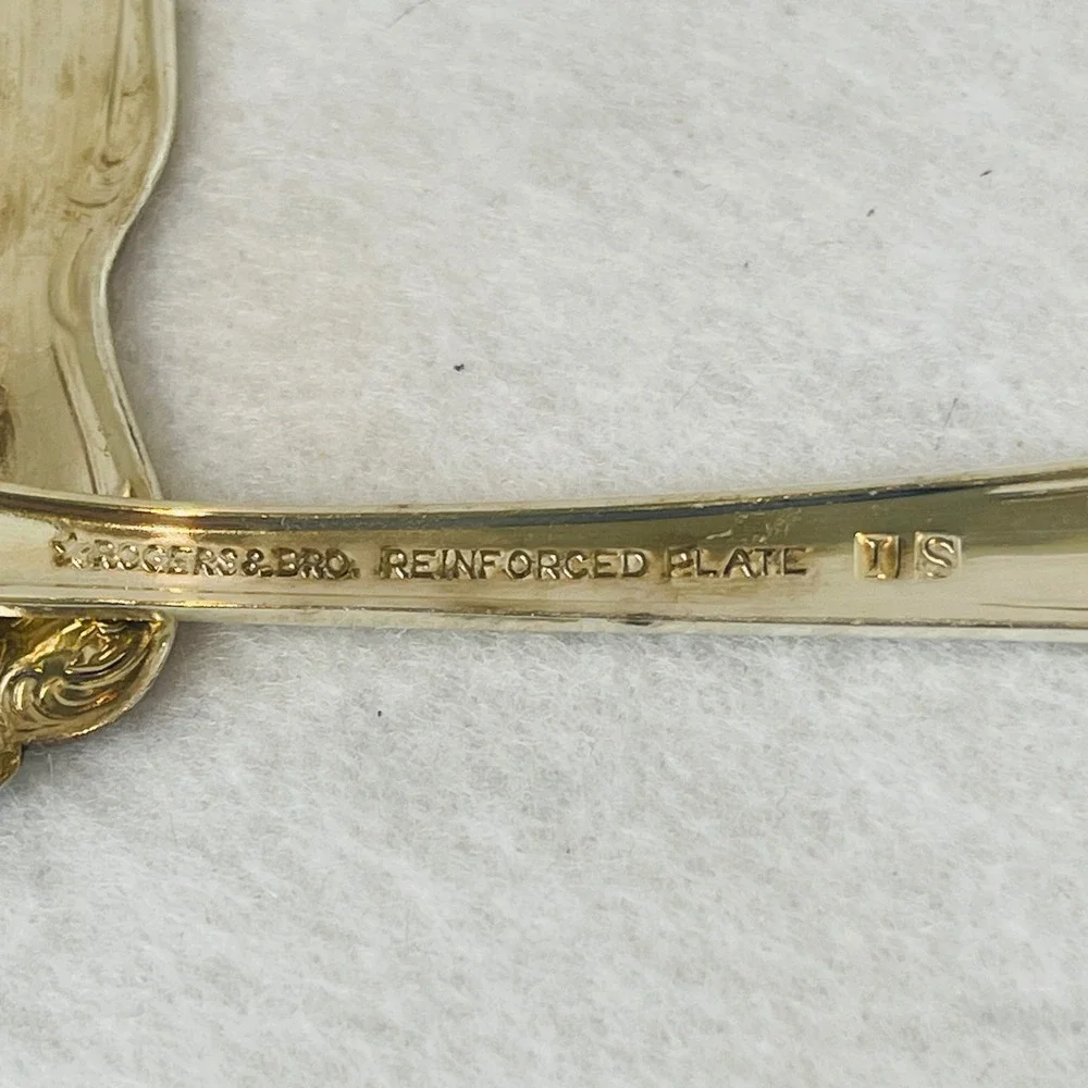 Vintage Rogers & Bro Silver Plate Serving Spoons Flowers  Set of 2 Floral 7.25in